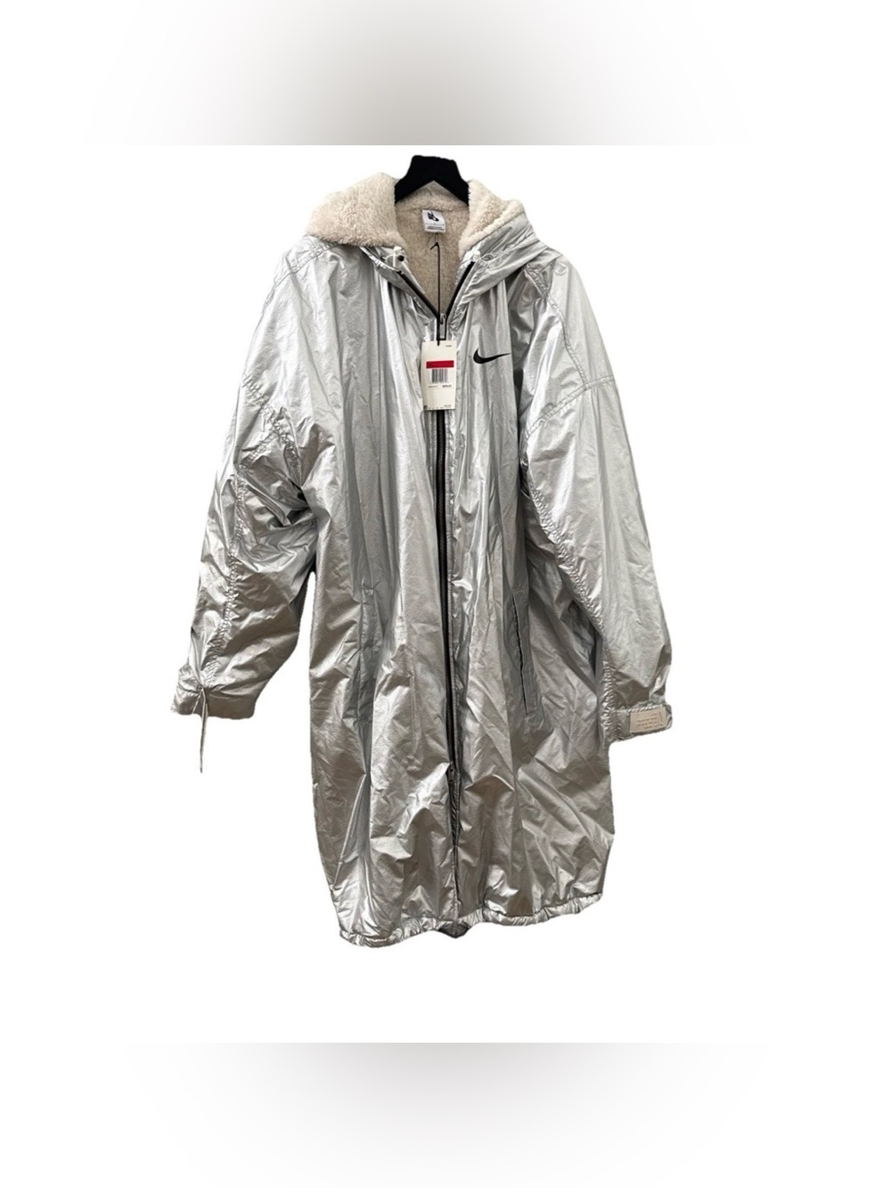 New Nike X Fear of God NRG Parka Metallic Silver Jacket Size Large (Ar0646 095)